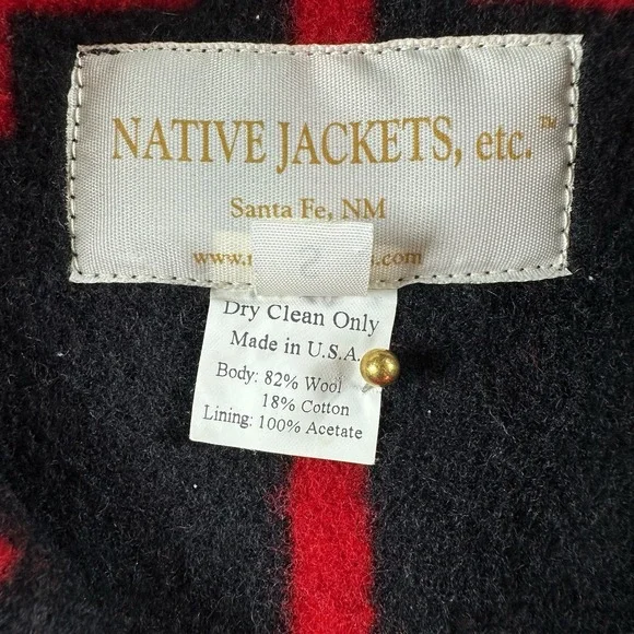 Native Jackets Vest SW Santa Fe Wool Blanket Geometric Buffalo Nickel Buttons SM - Picture 6 of 8